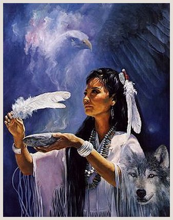 Indian Woman and Wolf